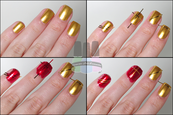 Esmaltes para Natal Dourado Vermelho