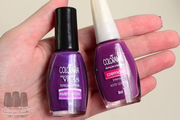 comparação esmalte roxo colorama